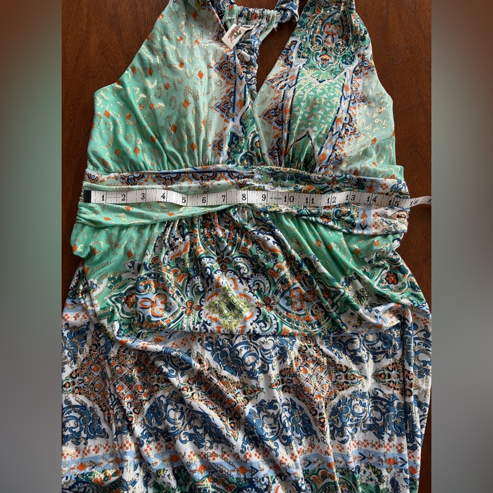 Long Summer Green Shimmer Dress Medium